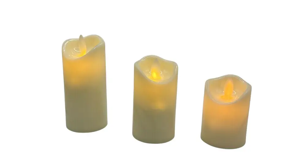 Set 3 Velas LED Diferentes Tamaños Decorativas Luz Cálida 1