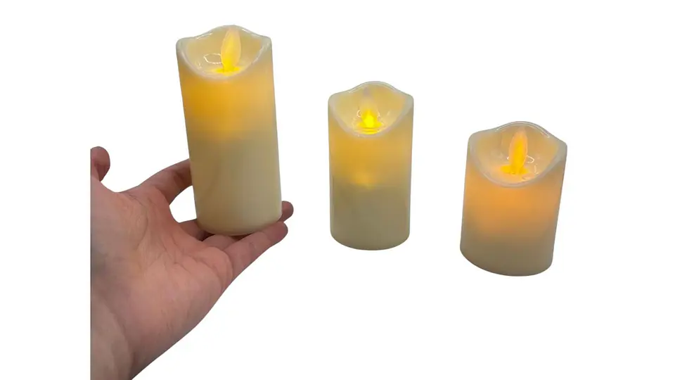 Set 3 Velas LED Diferentes Tamaños Decorativas Luz Cálida 5