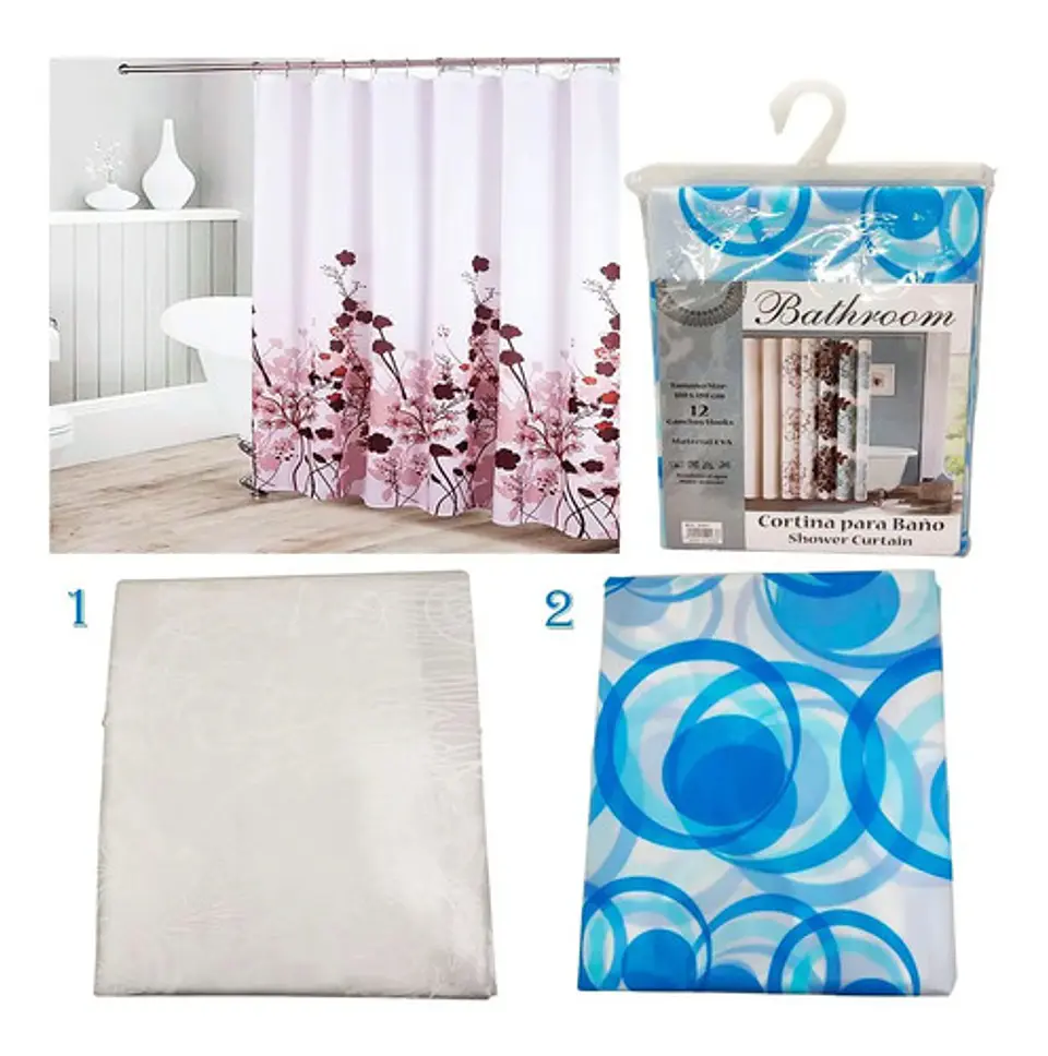 Cortinas Para Baño 180x180 Material Eva Resistente Al Agua  3