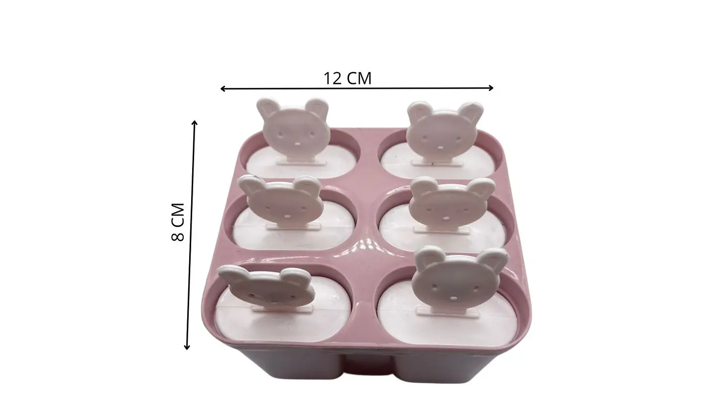 Molde Helado x6 con Tapa de Osito Diseño Divertido Infantil 6