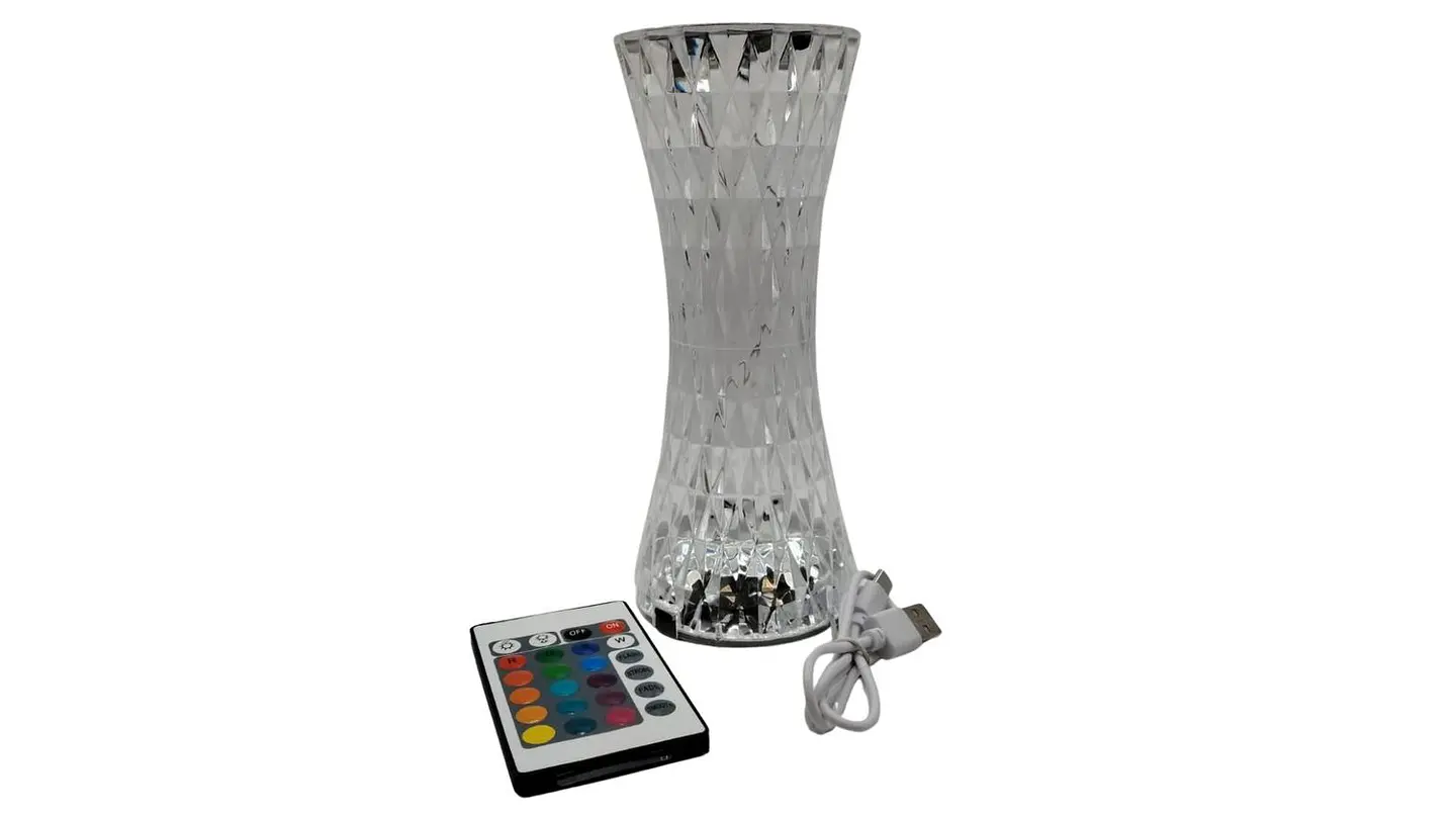 Lámpara LED Tipo Cristal Reloj De Arena  Control Remoto Recargable USB 1