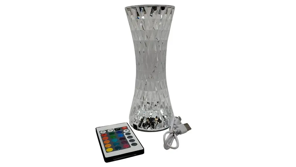 Lámpara LED Tipo Cristal Reloj De Arena  Control Remoto Recargable USB 1
