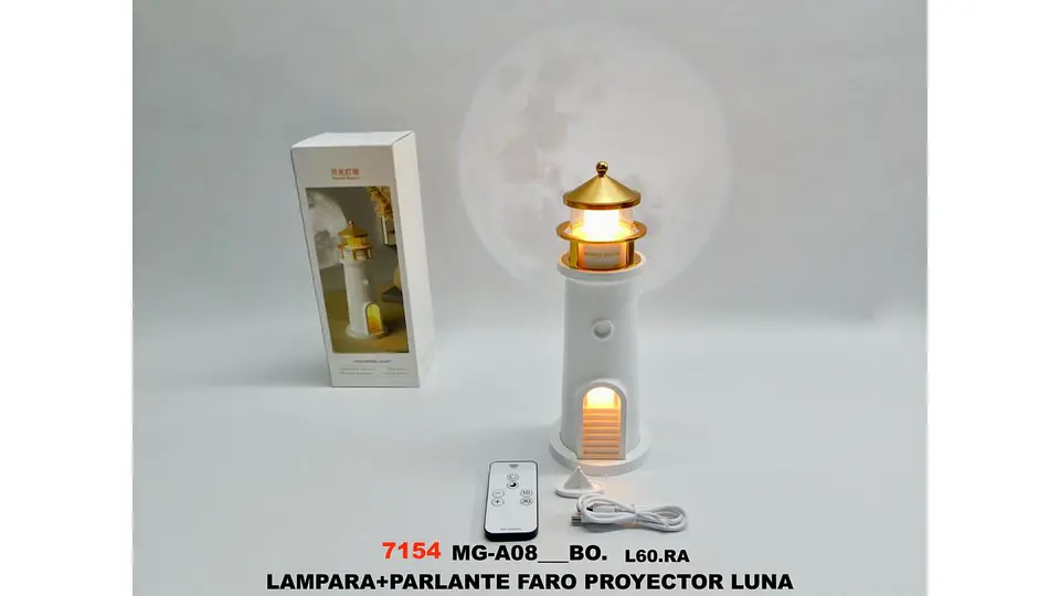 Lámpara Faro Proyector Luna Parlante LED Recargable USB 8