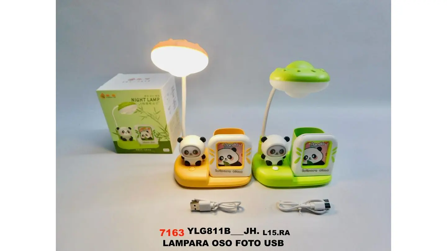 Lámpara Panda USB Con Portarretrato Y Portalápices LED 8