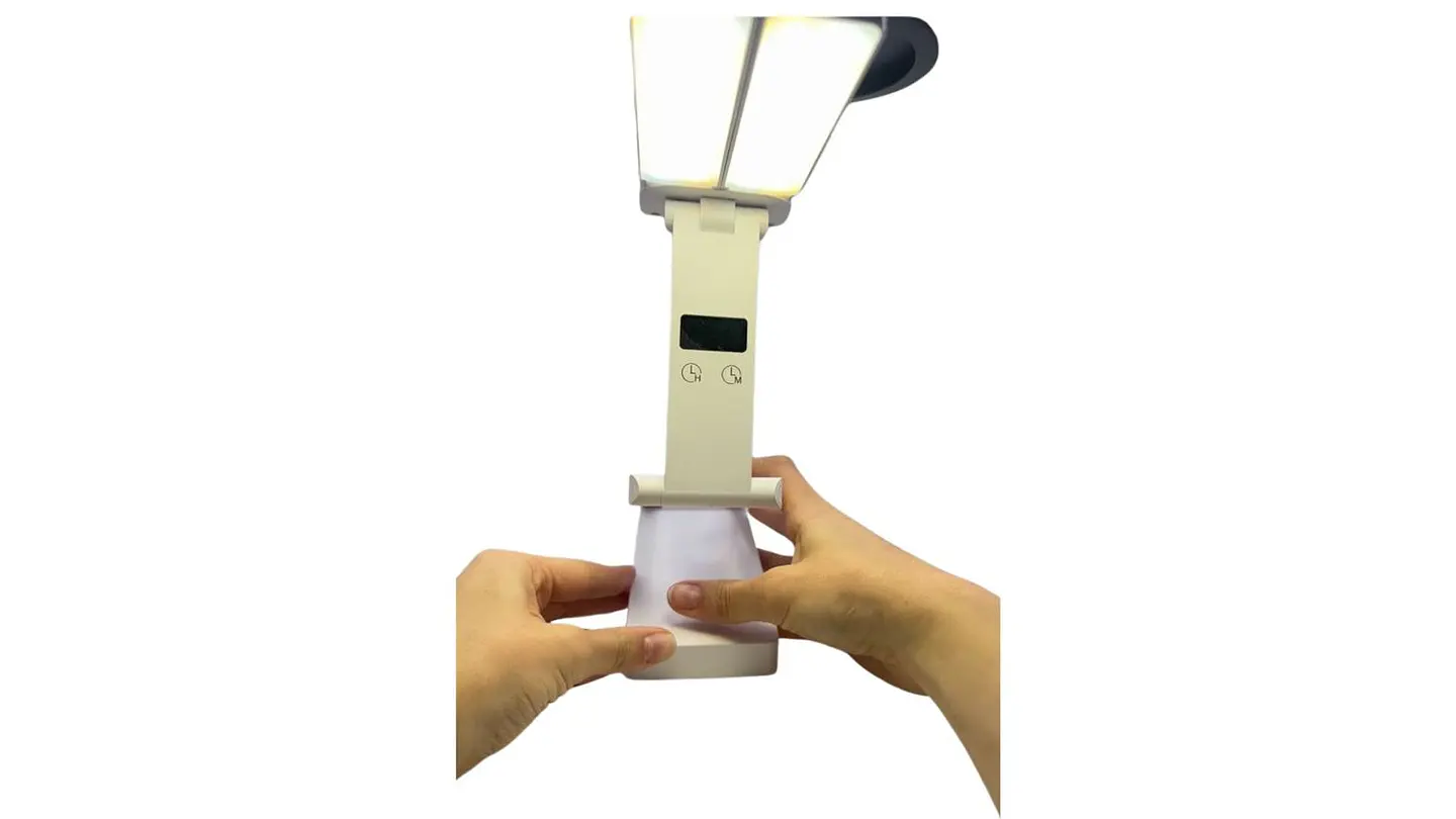 Lámpara LED Estudio Plegable Con Hora Digital USB 4