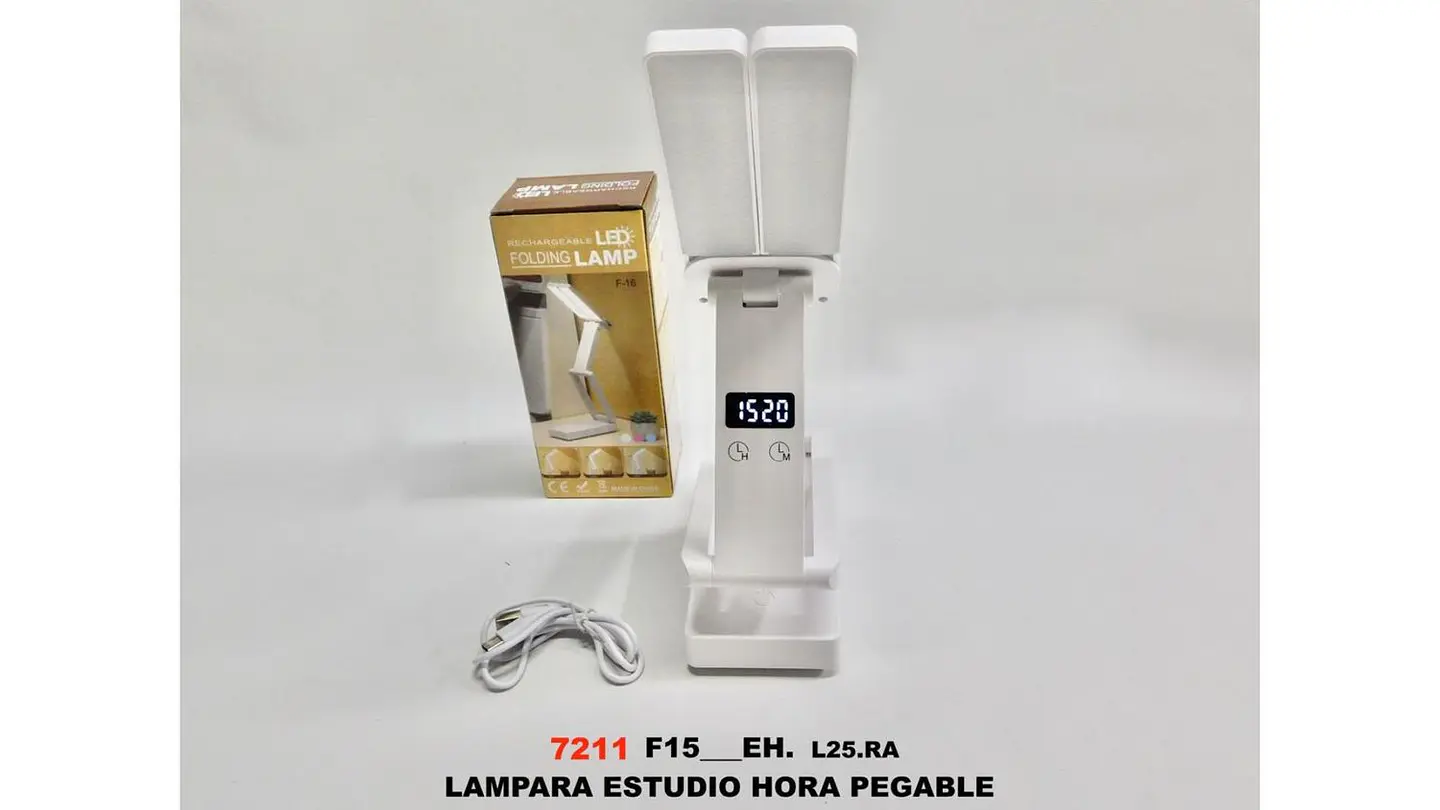 Lámpara LED Estudio Plegable Con Hora Digital USB 8