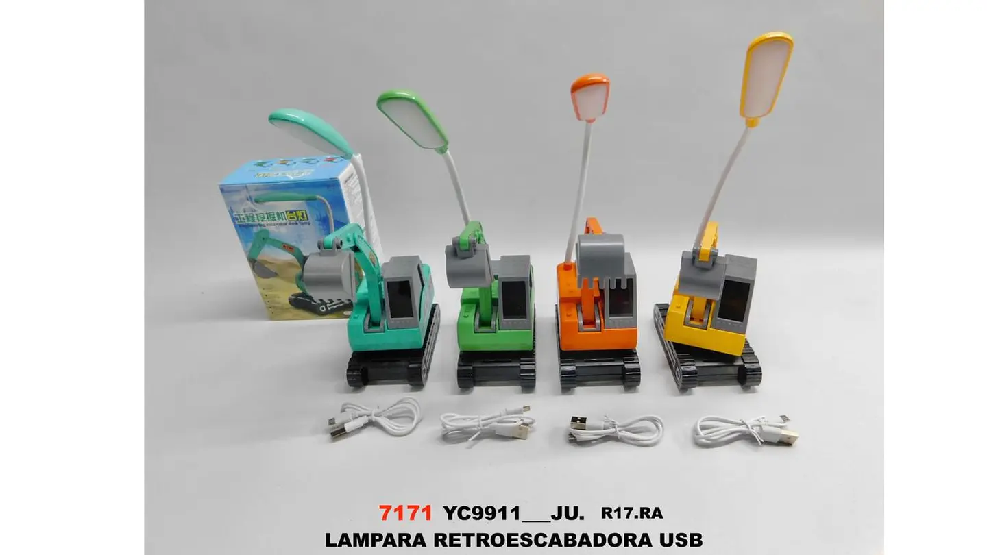 Lámpara LED Retroexcavadora USB Ajustable Infantil 8