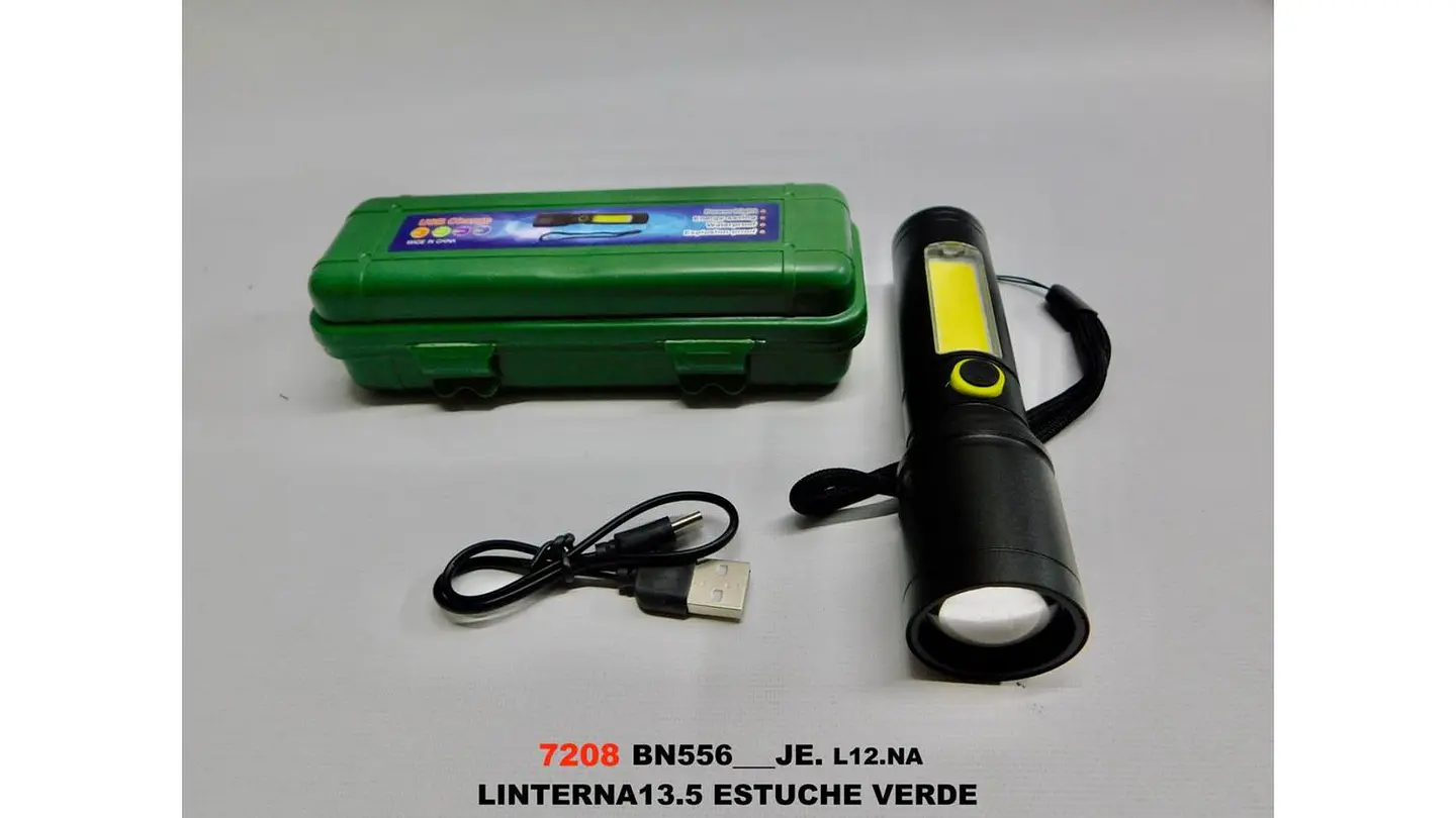 Linterna LED Recargable USB Con Estuche Protector 8