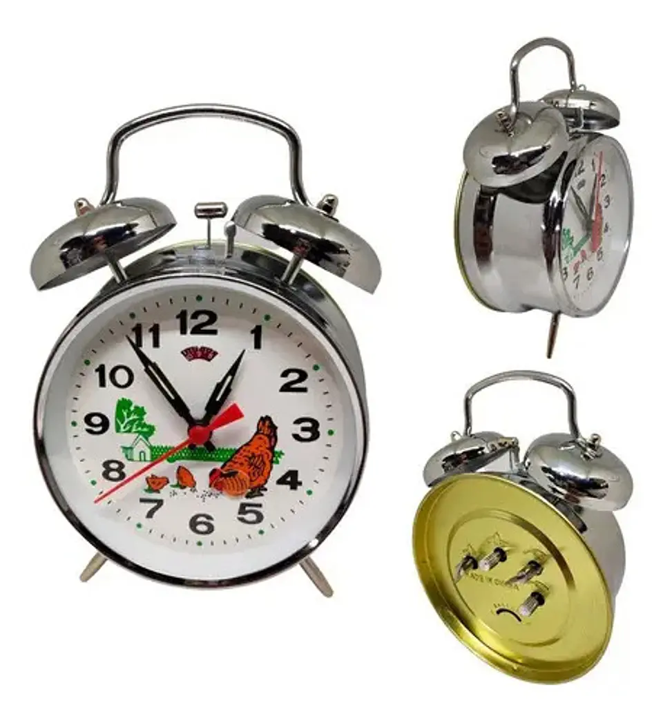 Reloj Despertador Tamaño 10 X 16 Cm Gallina Campanas  1