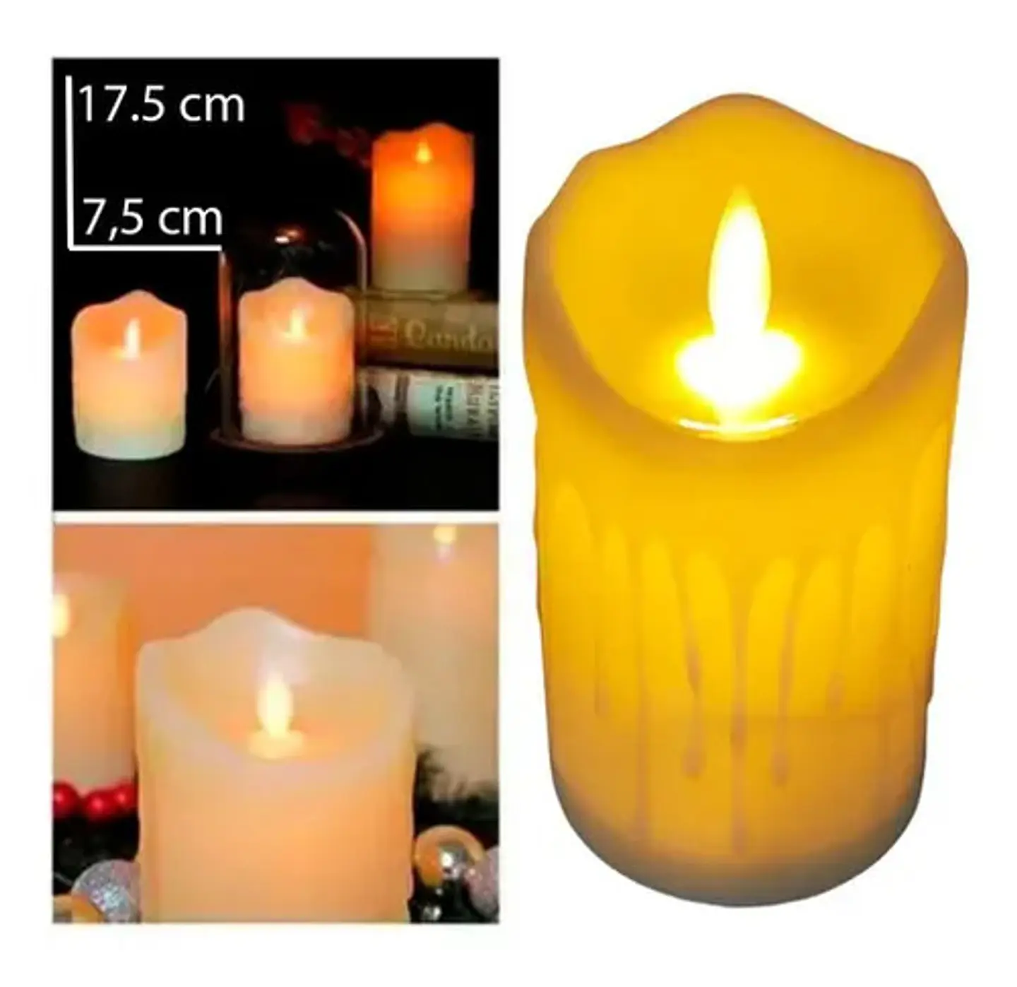 Vela Veladora Led Luz Decoración Velas Choreadas 17.5 Cm  2