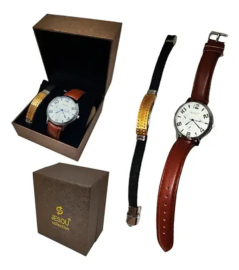 Reloj De Pulso Para Hombre + Pulsera Estuche Regalo Joven 