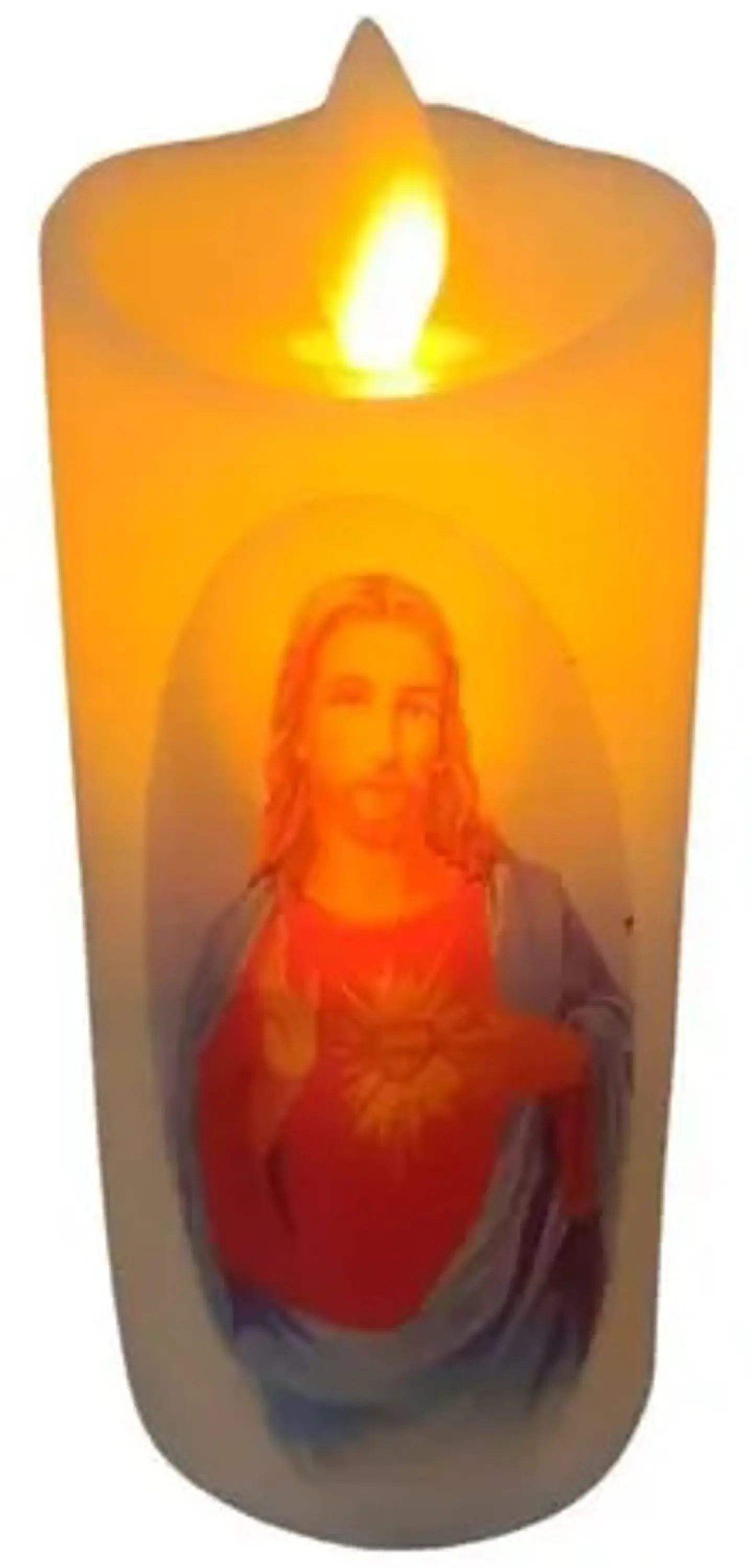 Vela Led Corazón De Jesús  Decorativa Movimiento Real 1