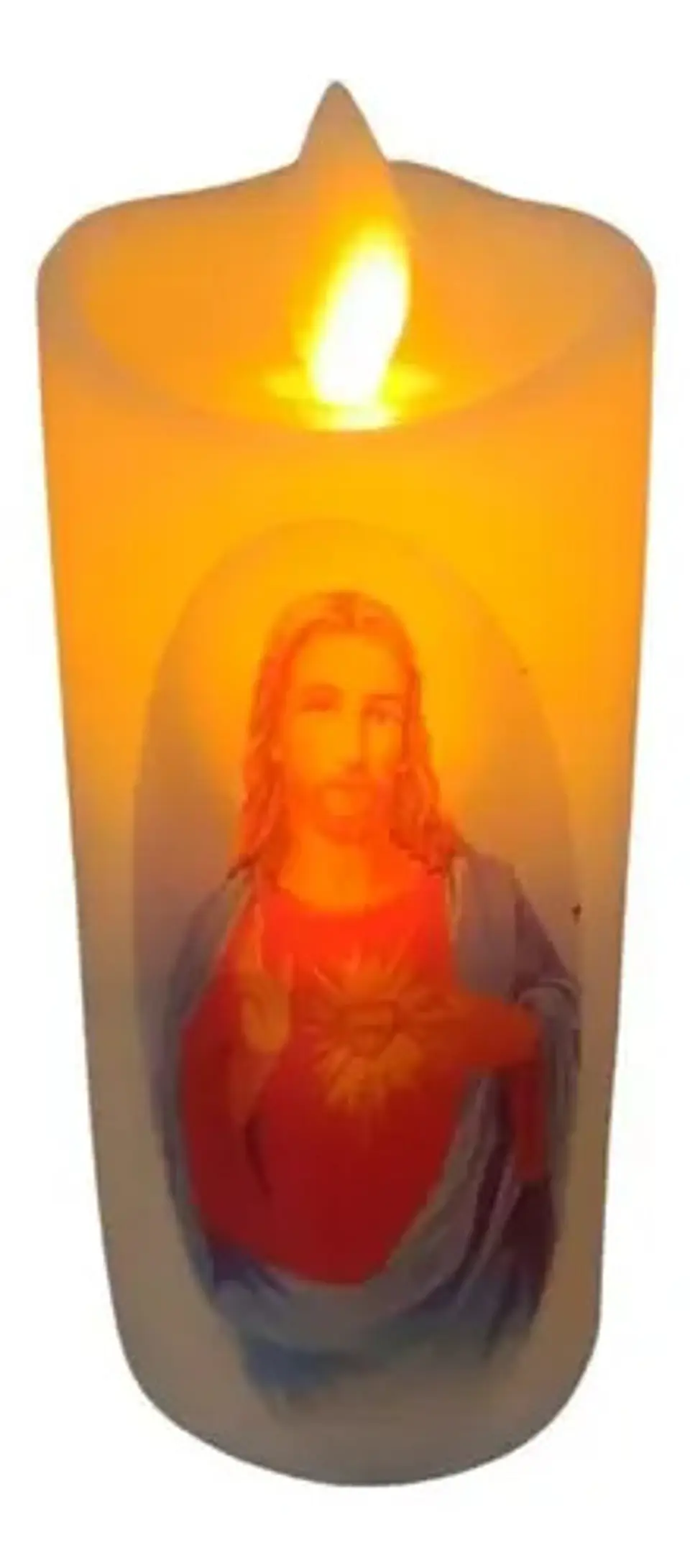 Vela Led Corazón De Jesús  Decorativa Movimiento Real 1