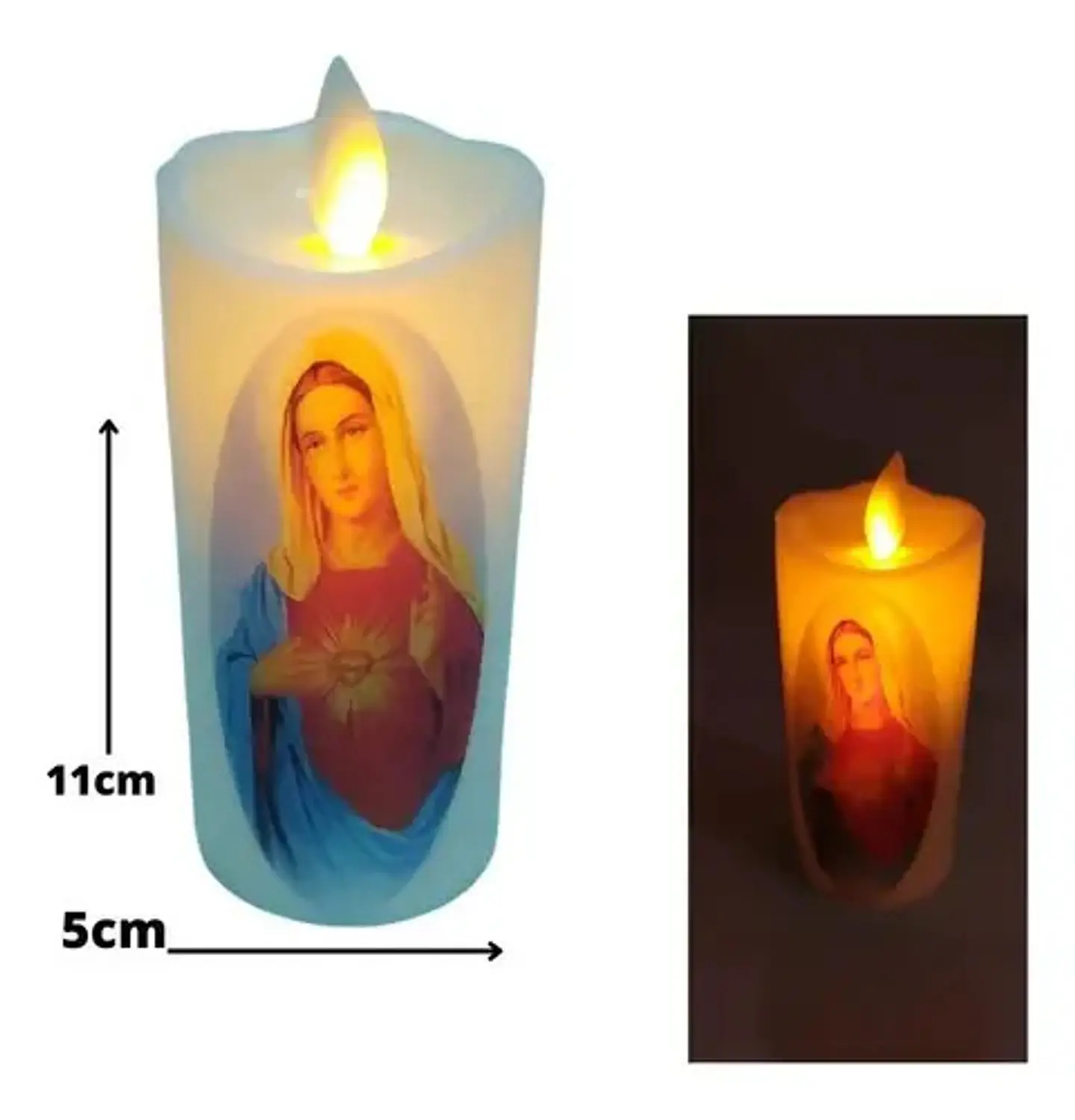 Vela Led Corazón De Jesús  Decorativa Movimiento Real 3