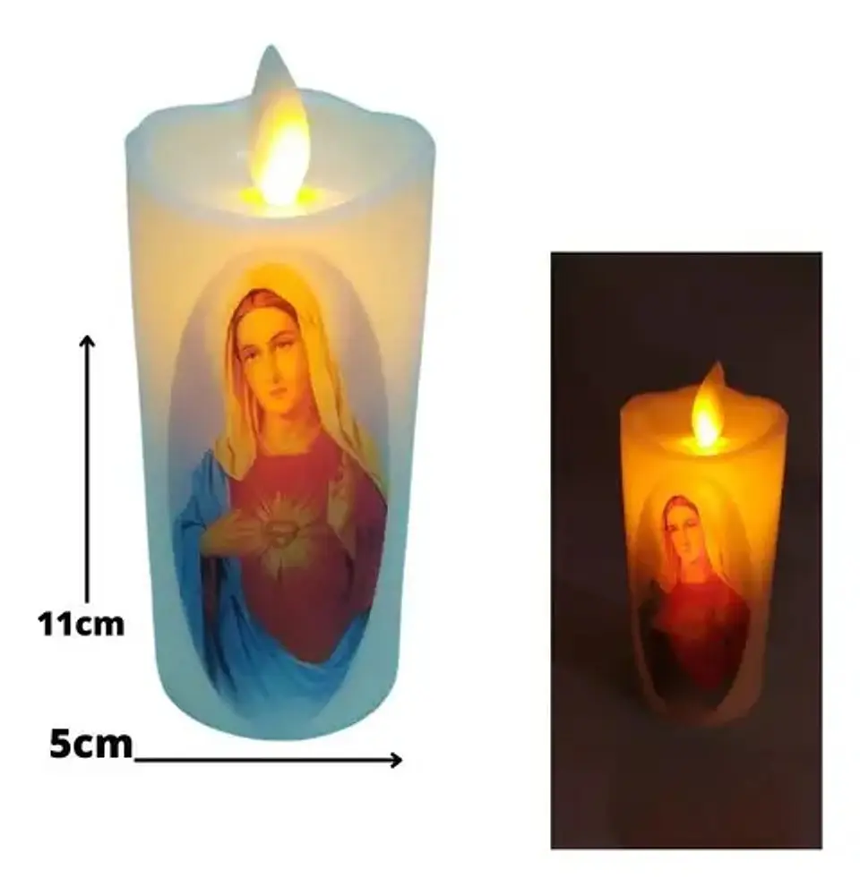 Vela Led Corazón De Jesús  Decorativa Movimiento Real 3