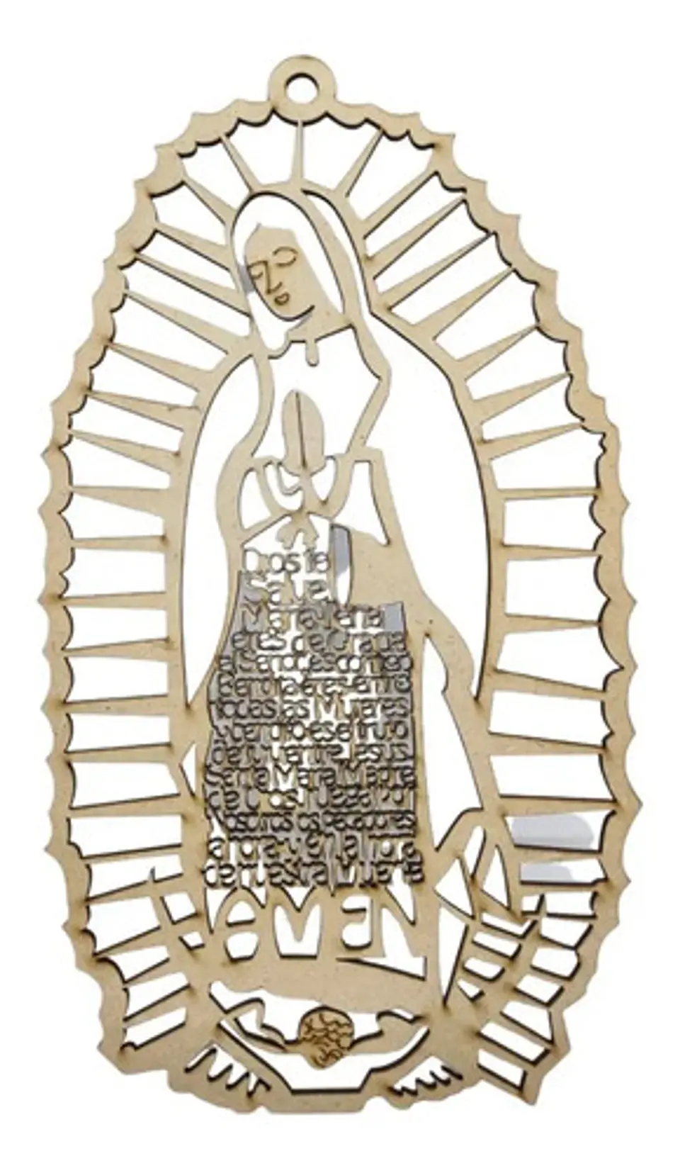 Virgen Guadalupe Dios Te Salve María Cuadro Oración Madera   1