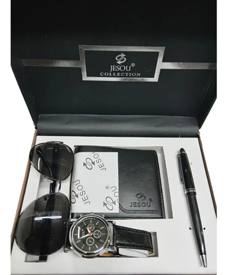 Estuche Lujo Hombre Reloj Billetera Gafas Esfero Regalo 2