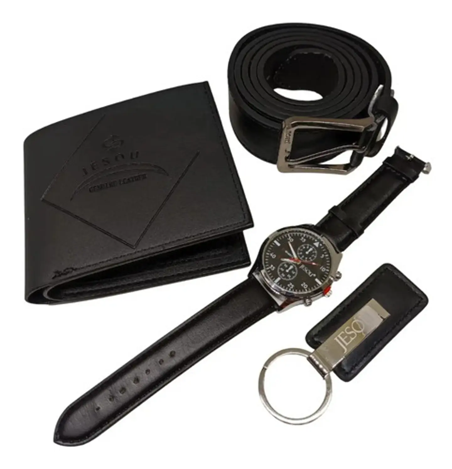 Set Para Hombre Billetera + Reloj +correa + Llavero  Estuche 4