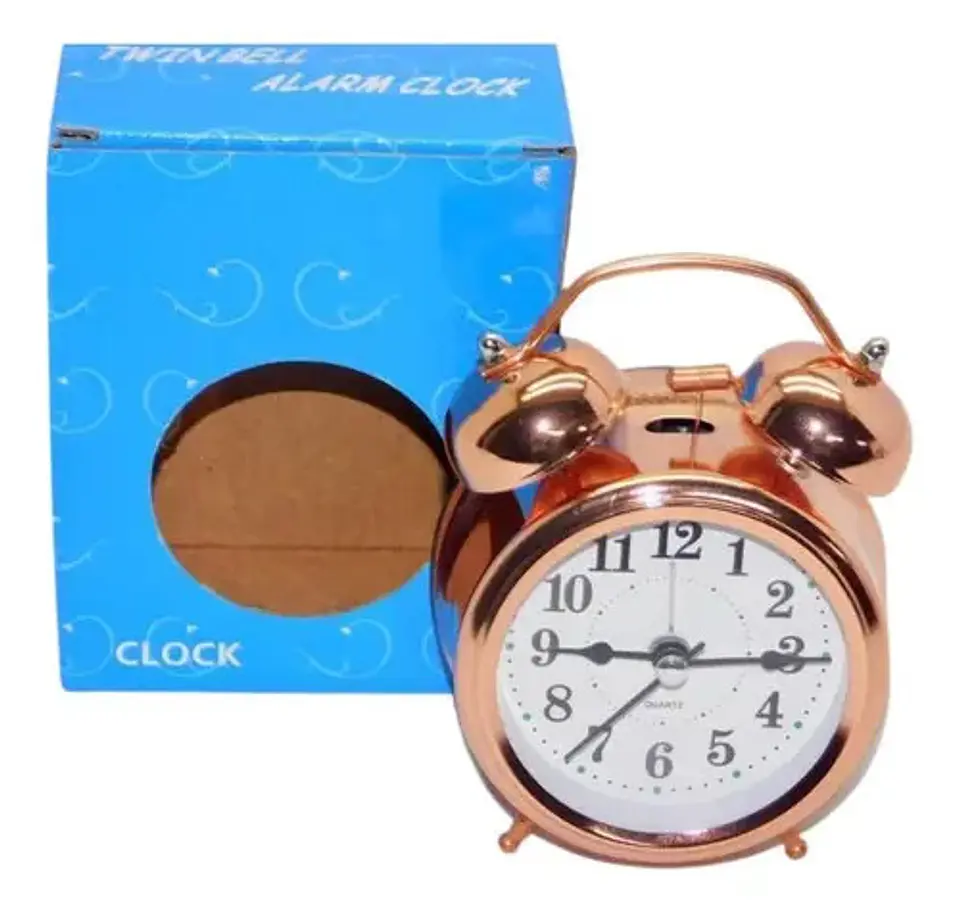 Reloj Despertador Metálico Alarma De Campana Sistema De Luz  1