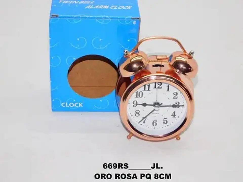 Reloj Despertador Metálico Alarma De Campana Sistema De Luz  2