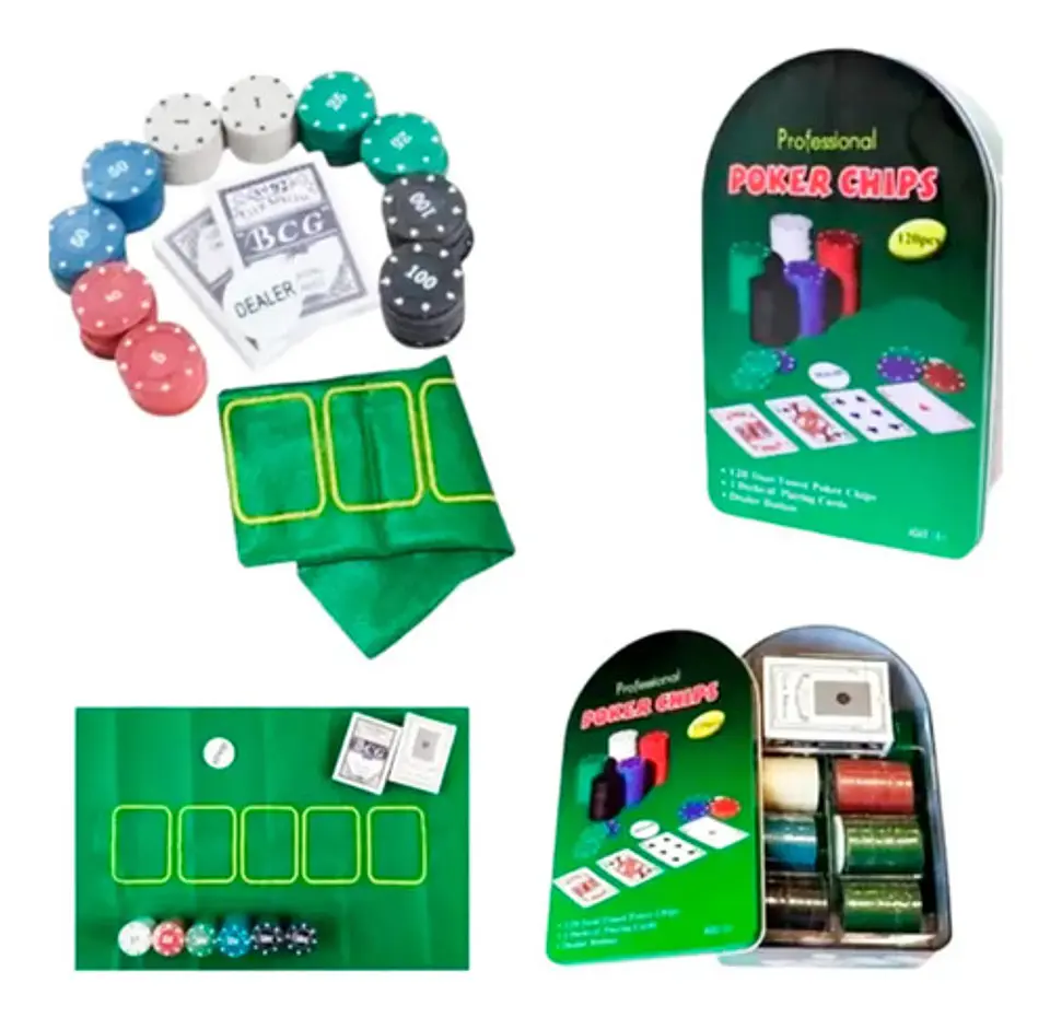 Fichas De Póker Cartas Profesional Casino Caja Metálica 2