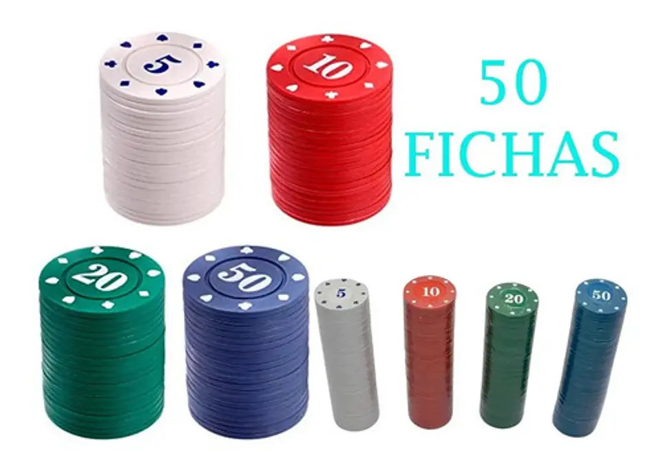 Paquete 50 Fichas Poker Casino Profesionales Livianas Juego  3