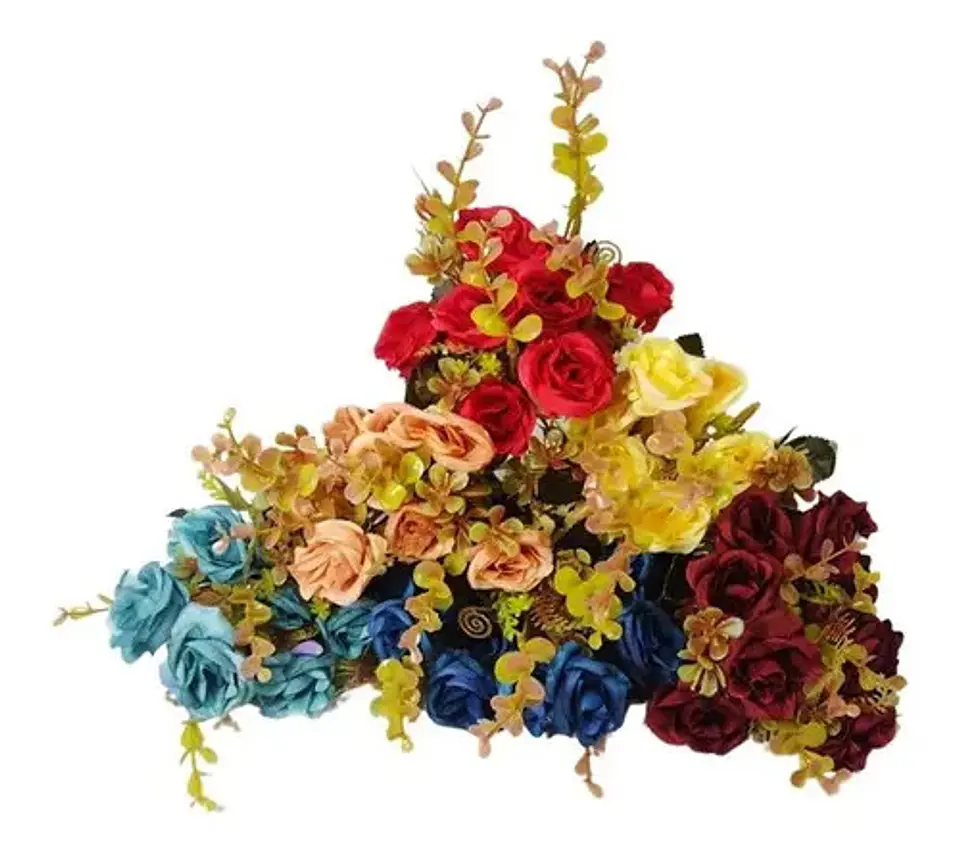 Ramo Plástico Flores Artificiales Adorno Decoración Plantas 3