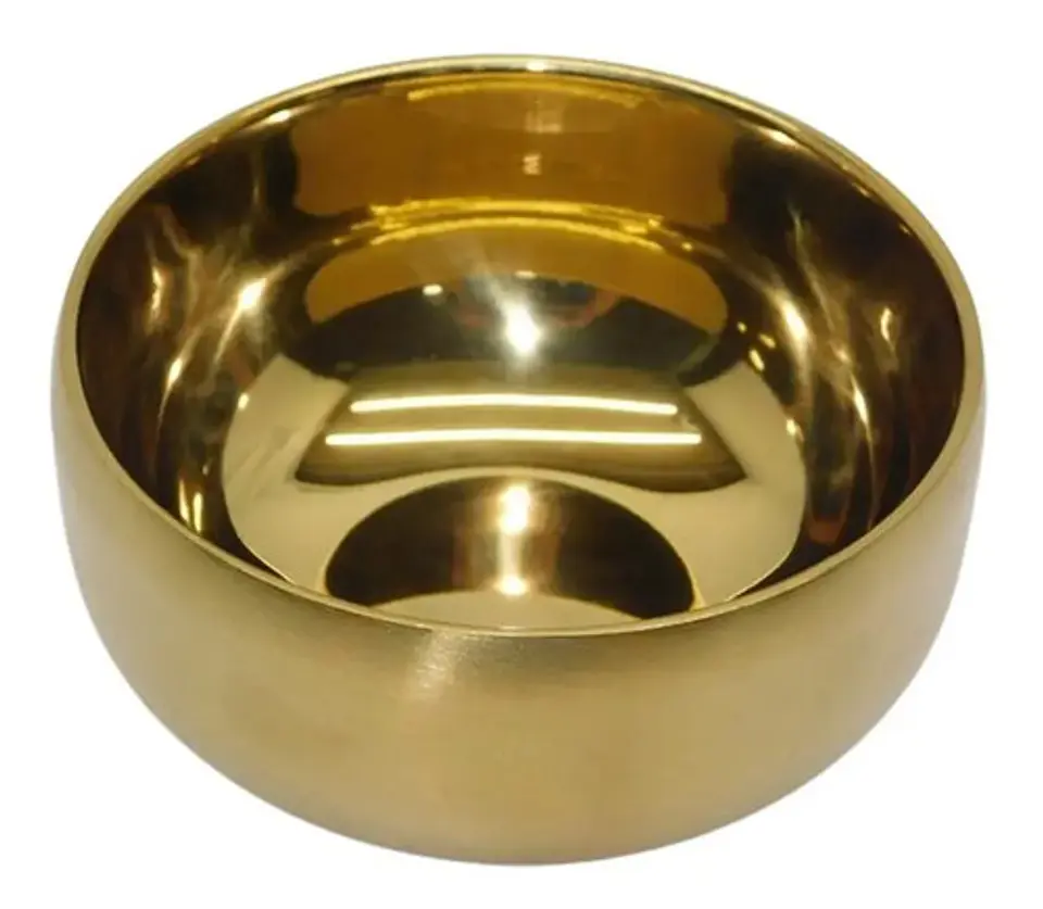 Bol Taza Vasija En Acero Dorada Brillante Utensilios Cocina  1