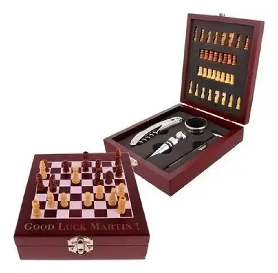 Ajedrez Caja Vino Sacacorchos Destapador Botellas Bar Botell 1