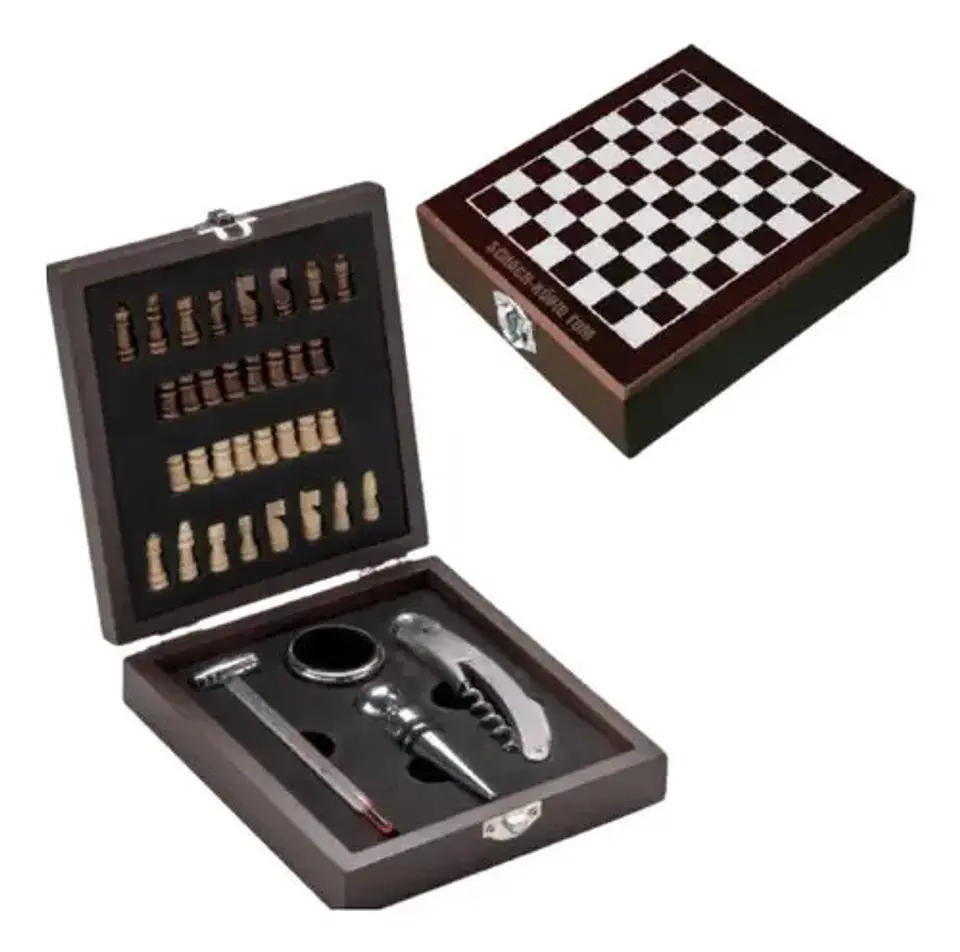 Ajedrez Caja Vino Sacacorchos Destapador Botellas Bar Botell 3