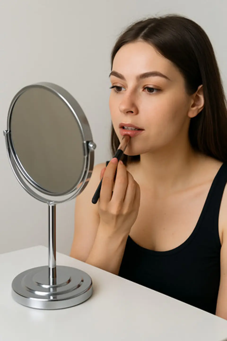 Espejo De Base Metálica Ovalada Cuidado Apariencia Belleza 2