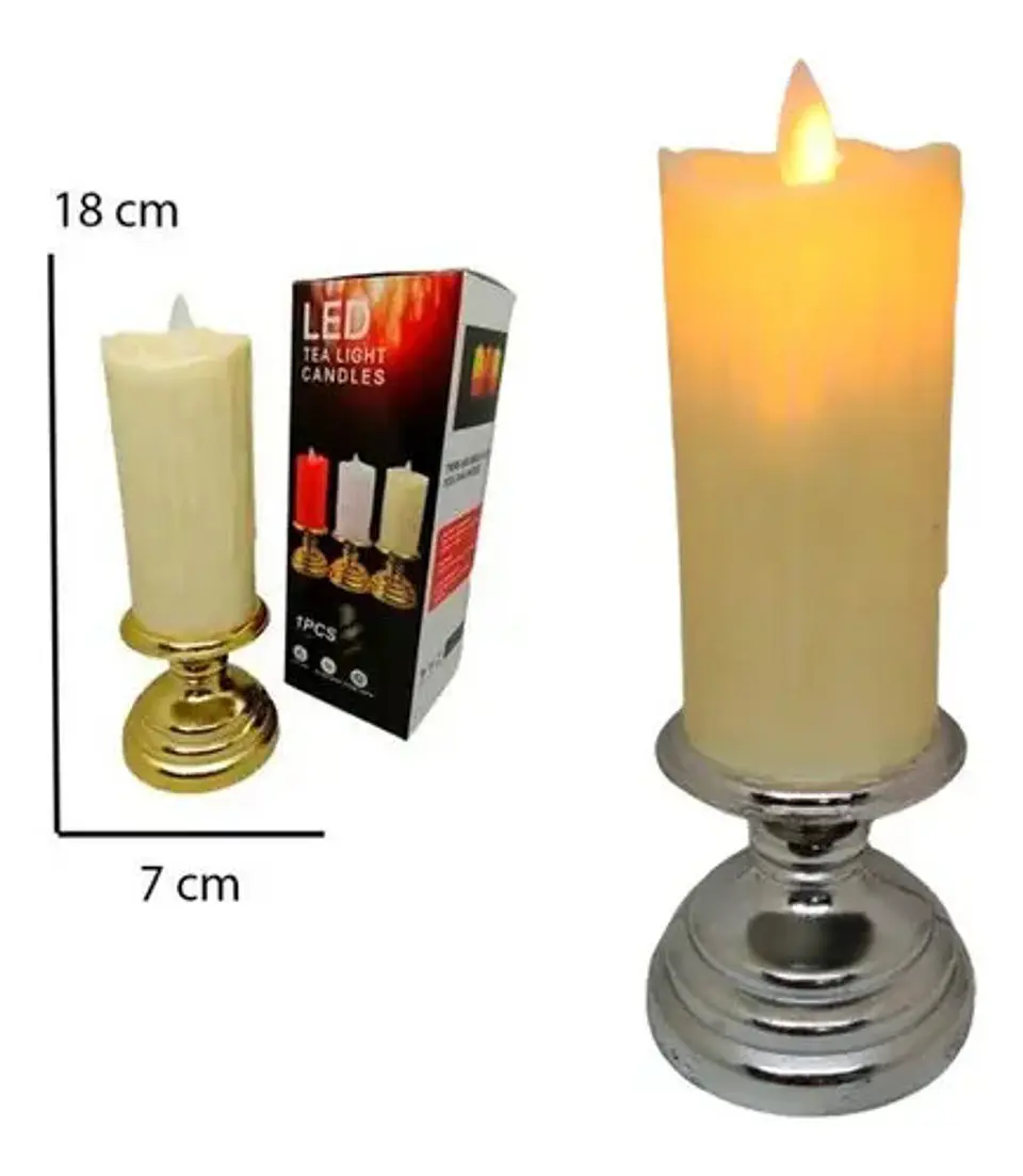 Velas Candelabro Vela Eléctrica Luz Led Eventos Fiestas 18cm 2