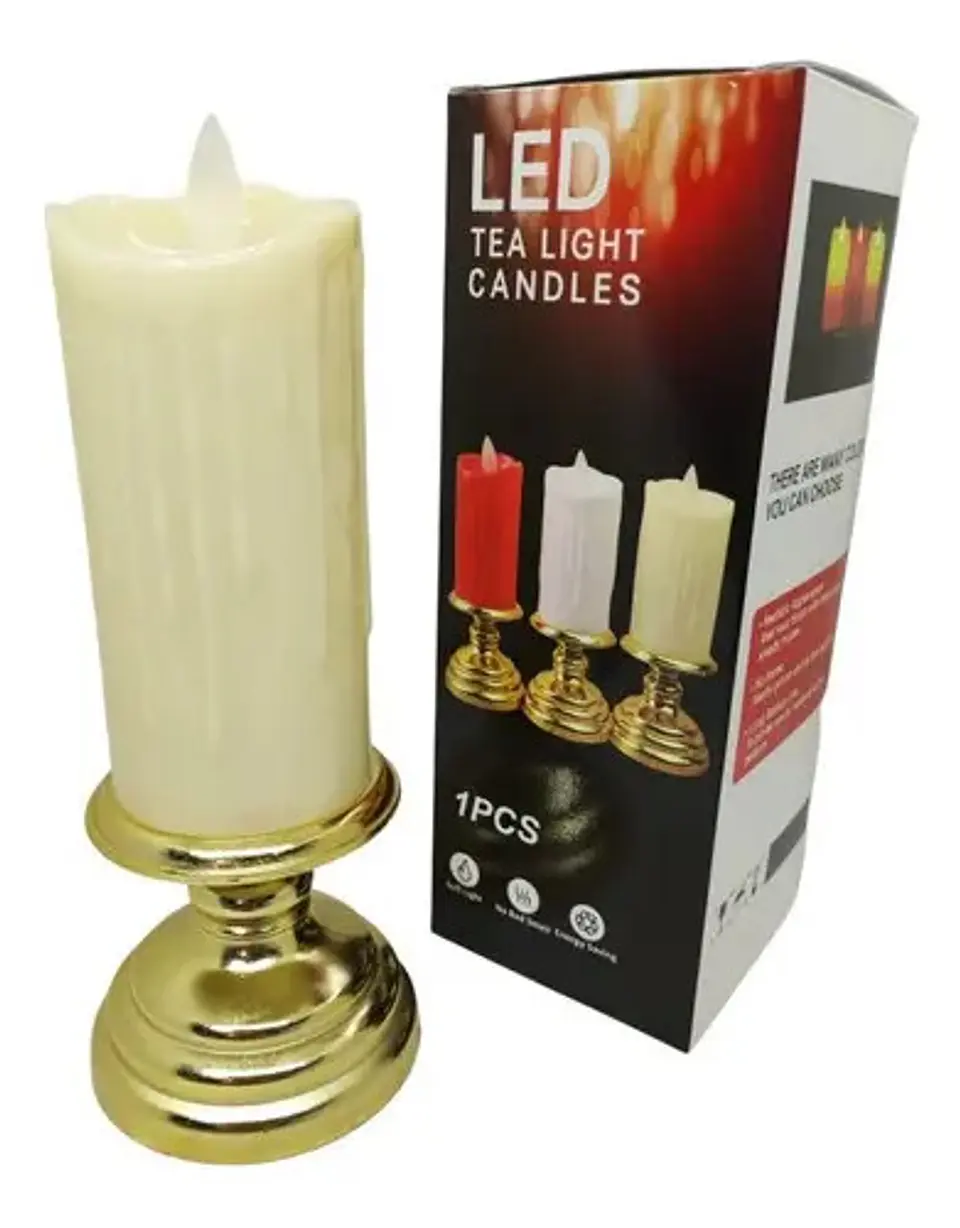 Velas Candelabro Vela Eléctrica Luz Led Eventos Fiestas 18cm 8