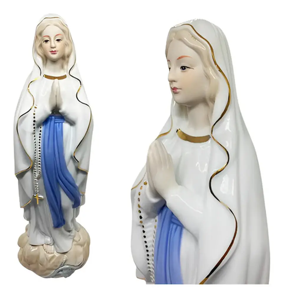 Virgen Del Rosario Estatuilla Cerámica Adorno Decoración  1