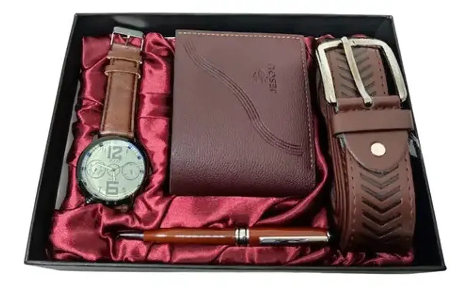 Estuche De Lujo Hombre Regalo Padre Reloj Correa Billetera 2
