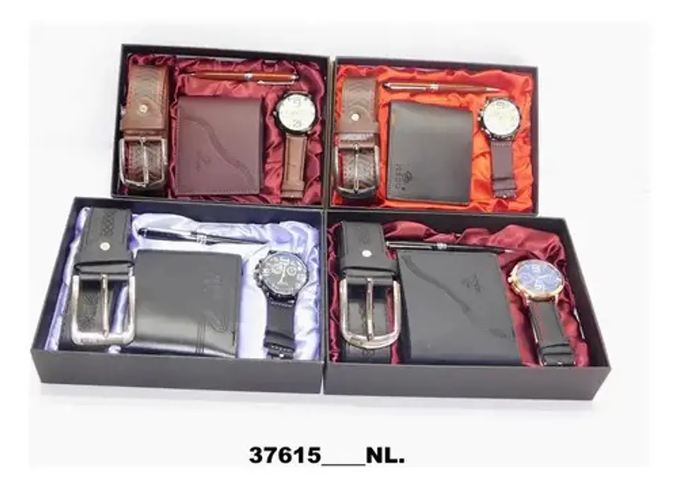 Estuche De Lujo Hombre Regalo Padre Reloj Correa Billetera 4