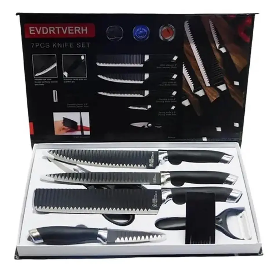 Cuchillos Set 6  Protector Dedo 1 Pelador 1 Tijera Cocina 1