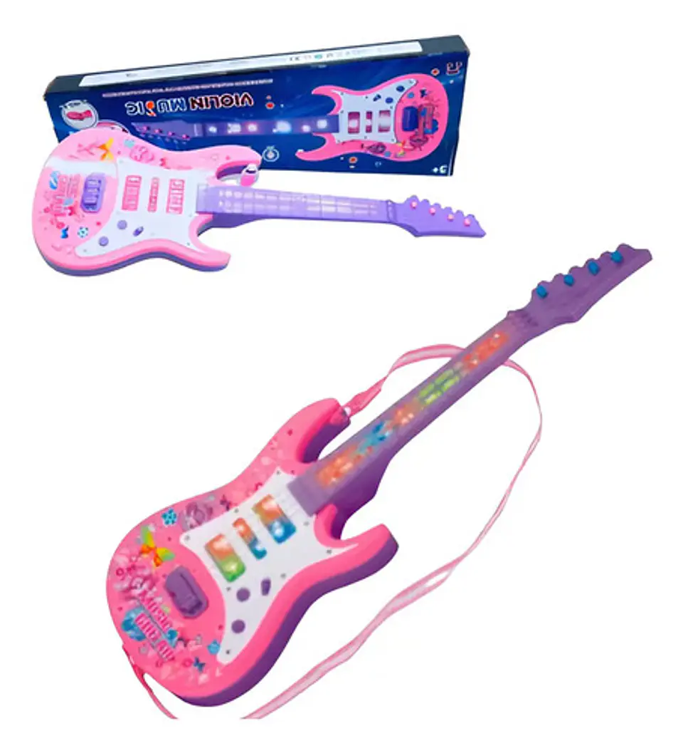 Guitarra Rock Juguete Luces Sonidos Instrumento Musical Niño 1