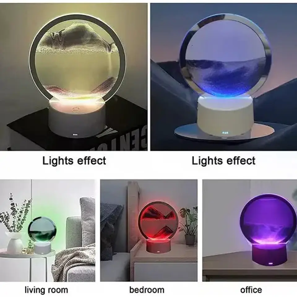 Reloj De Arena 3d Lampara De Luces Led Recargable 2
