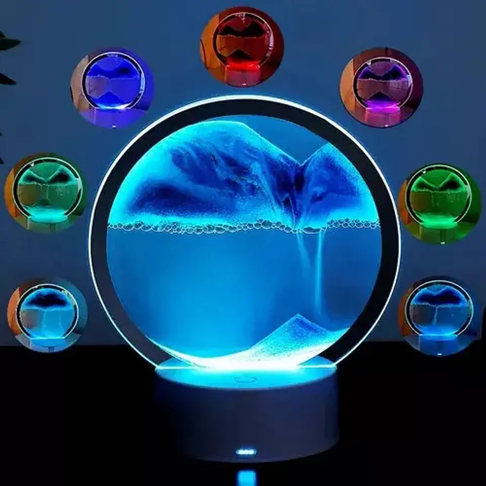 Reloj De Arena 3d Lampara De Luces Led Recargable 4