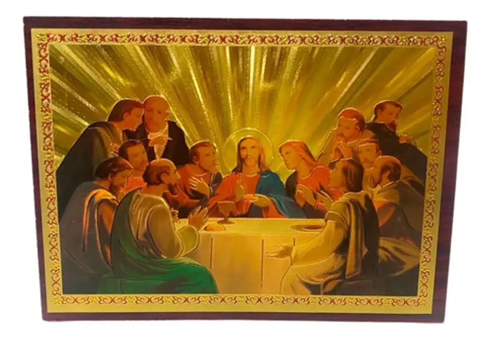 Cuadro Ultima Cena Jesús Madera Articulo Religioso 1