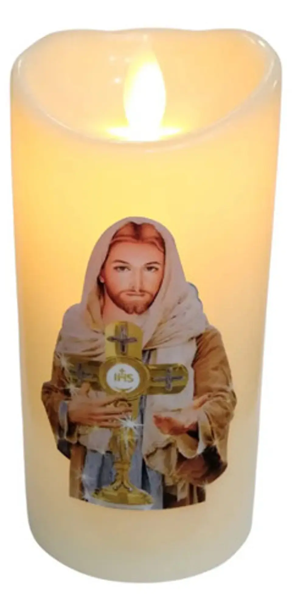 Virgen Y Jesús Vela Pilas  Led Luz Decoración  1
