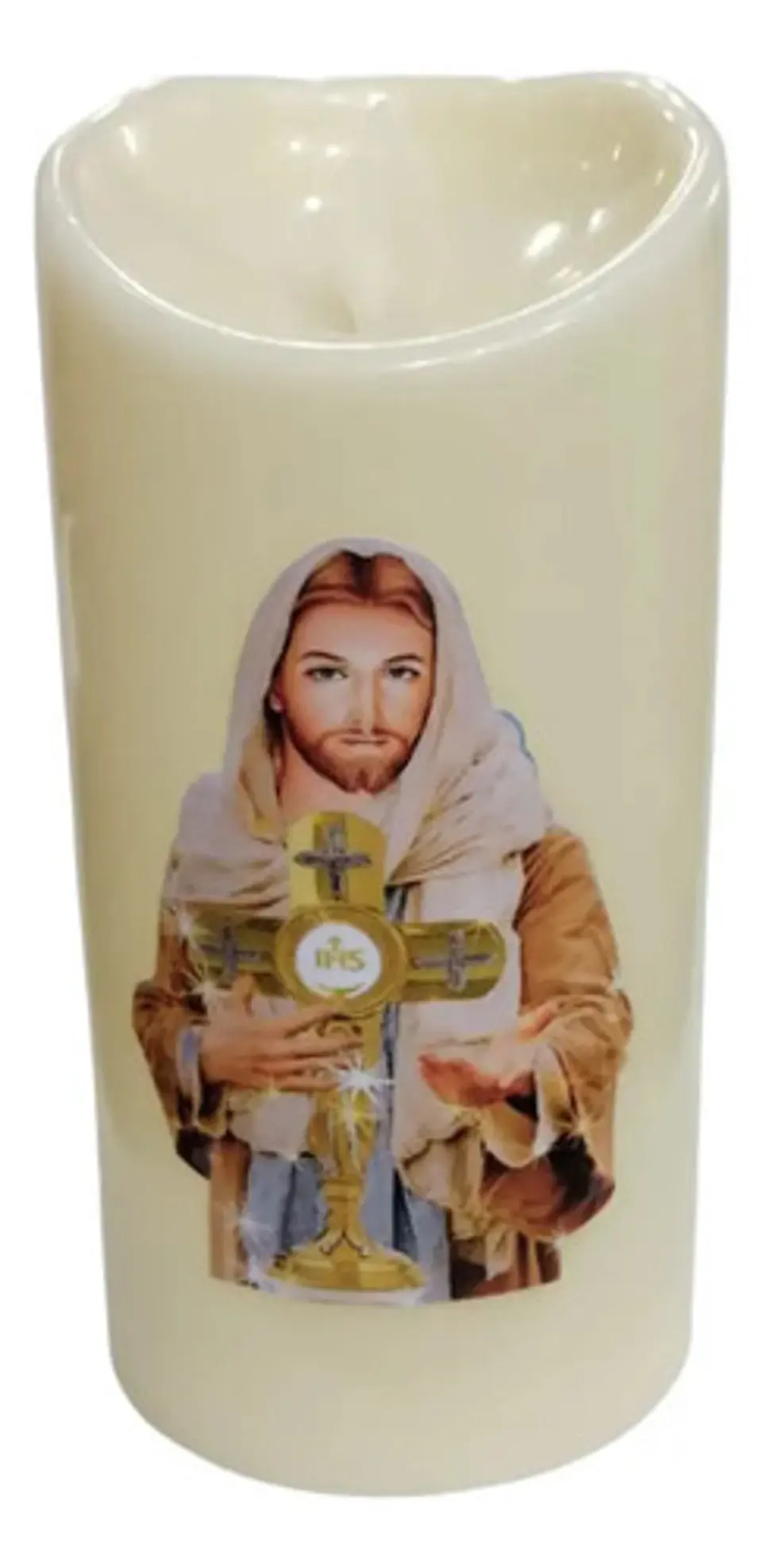 Virgen Y Jesús Vela Pilas  Led Luz Decoración  2