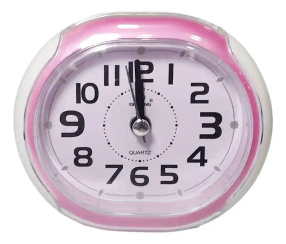 Reloj Despertador Analógico De Mesa Nocturna Ovalado 2