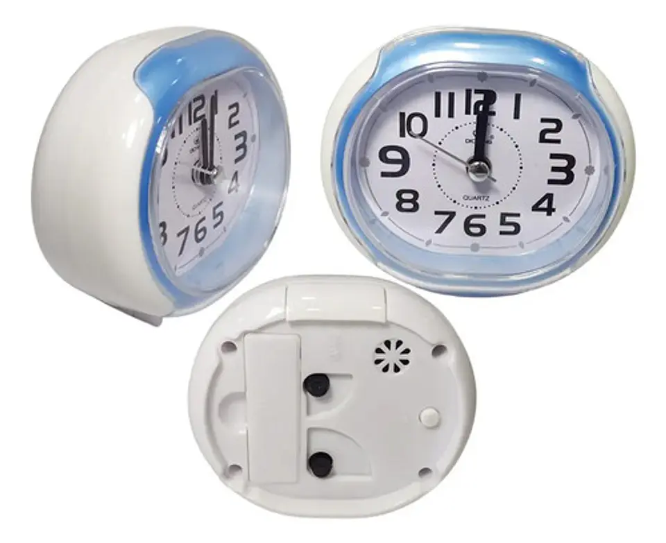 Reloj Despertador Analógico De Mesa Nocturna Ovalado 16