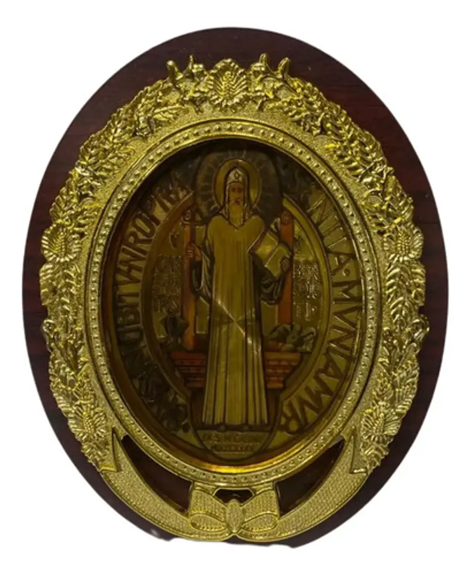 Cuadro San Benito Protección  Madera Articulo Religioso 3