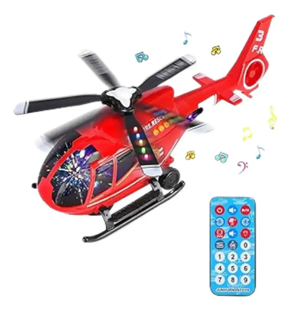 Avion Juguete Helicóptero Luz Sonido Movimiento Control Remo 2