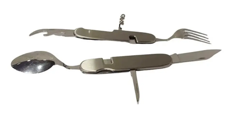 Navaja Suiza Cuchara Tenedor Cuchillo Saca Corcho Destapador 3