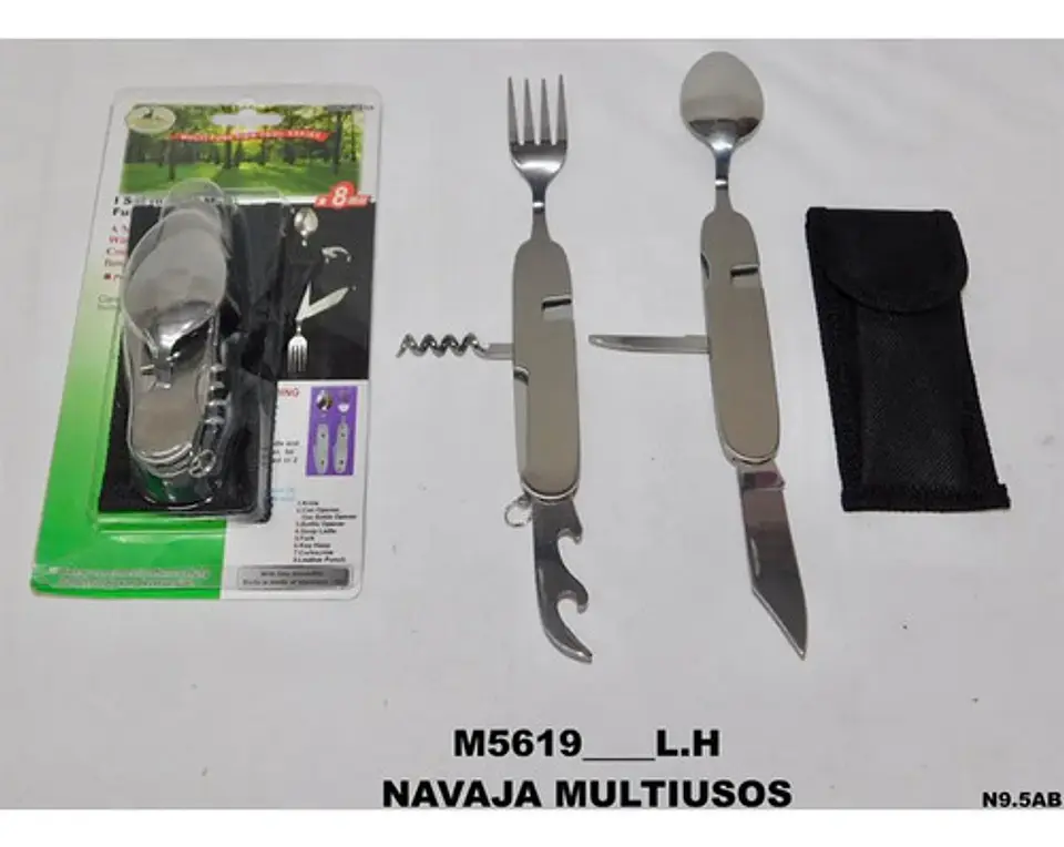 Navaja Suiza Cuchara Tenedor Cuchillo Saca Corcho Destapador 5