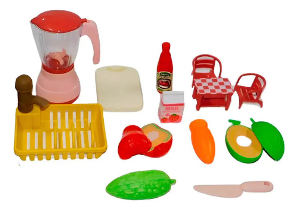 Kit Juguete Niños Licuadora Frutas Lava Platos Losa   1